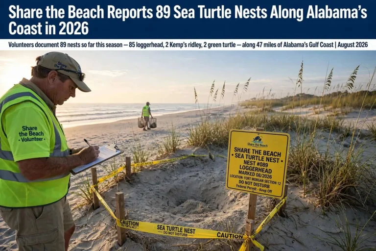 Illustration for the news story: Share the Beach Reports 89 Sea Turtle Nests Along Alabama’s Coast in 2026