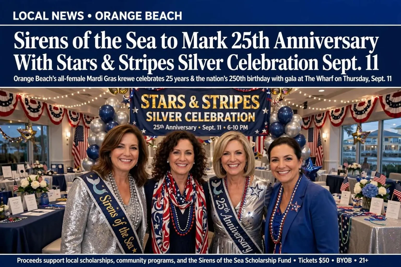Illustration for the news story: Sirens of the Sea to Mark 25th Anniversary With Stars & Stripes Silver Celebration Sept. 11