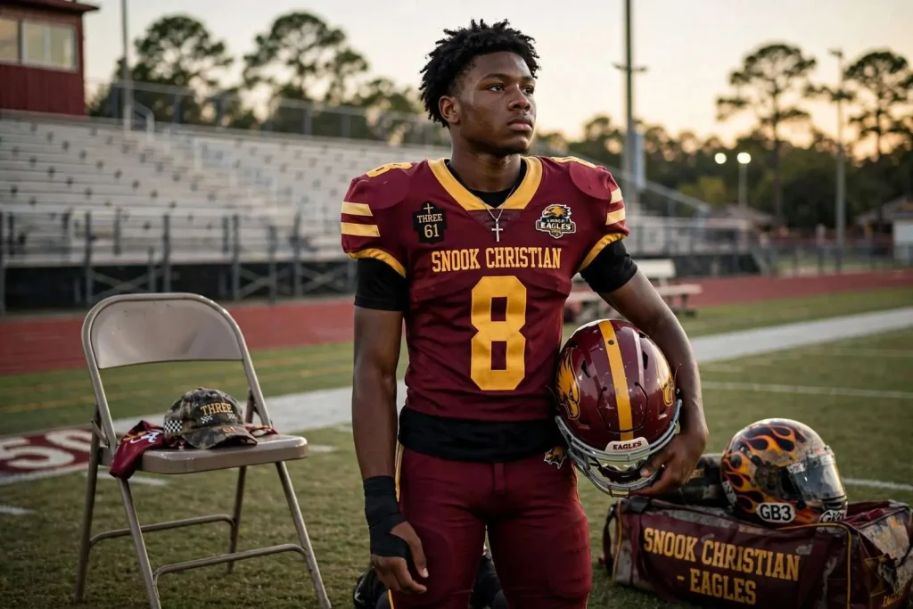 Illustration for the news story: Snook Christian Senior Dallion Blake Carries His Late Father’s Legacy Onto the Football Field