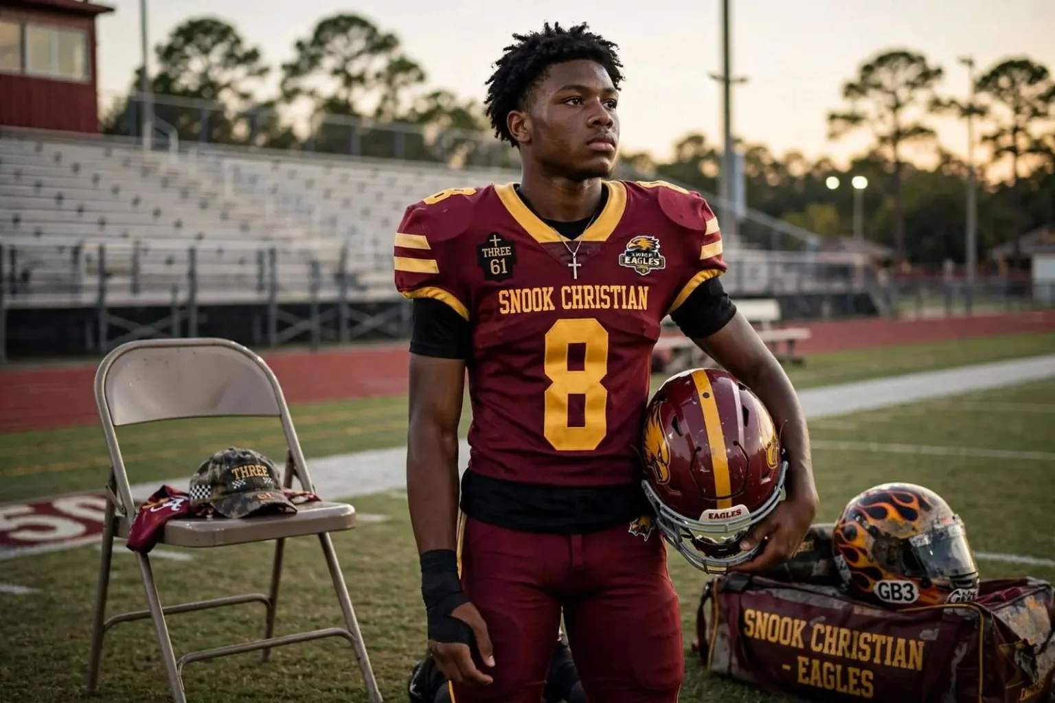 Illustration for the news story: Snook Christian Senior Dallion Blake Carries His Late Father’s Legacy Onto the Football Field