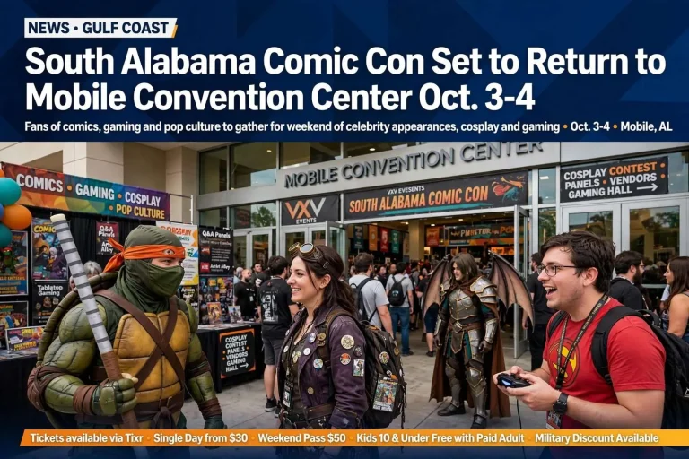 Illustration for the news story: South Alabama Comic Con Set to Return to Mobile Convention Center Oct. 3-4