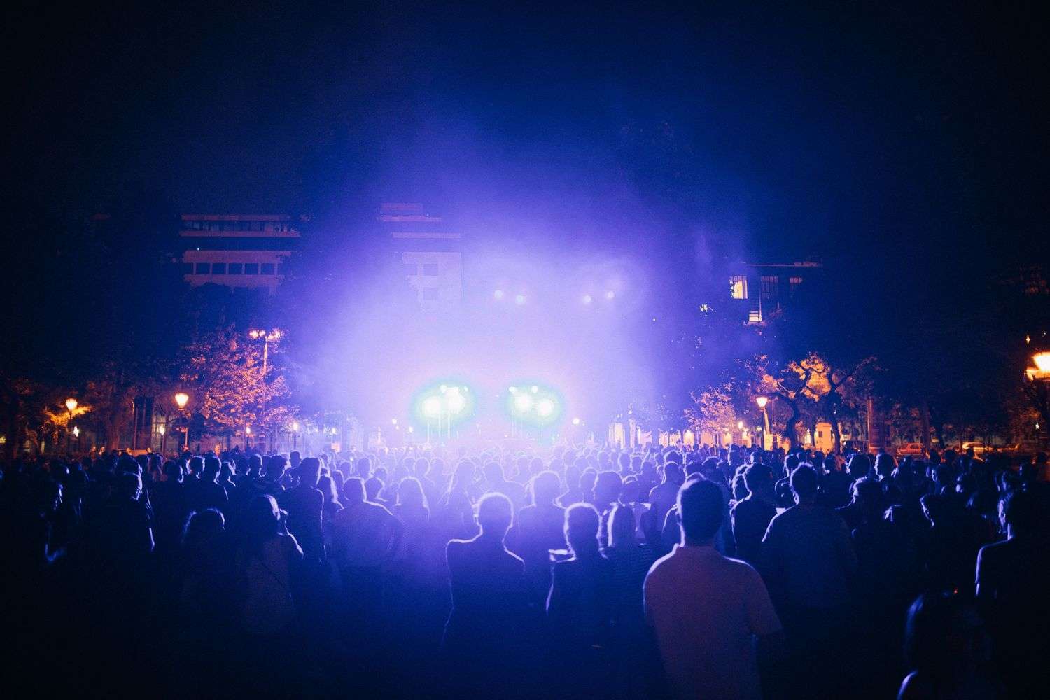An audience watching a live music festival