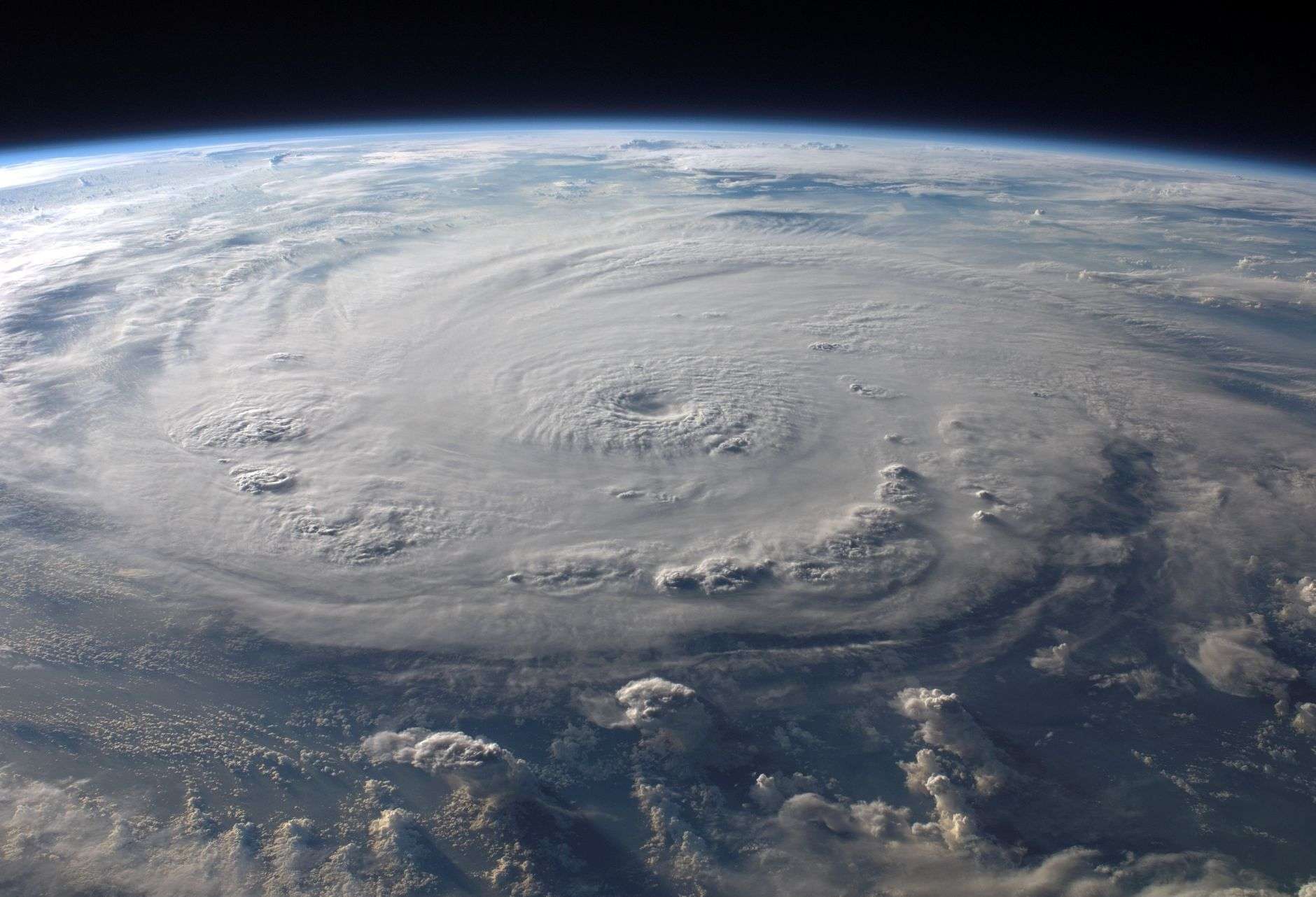 Satellite-style view of a tropical storm system over open ocean