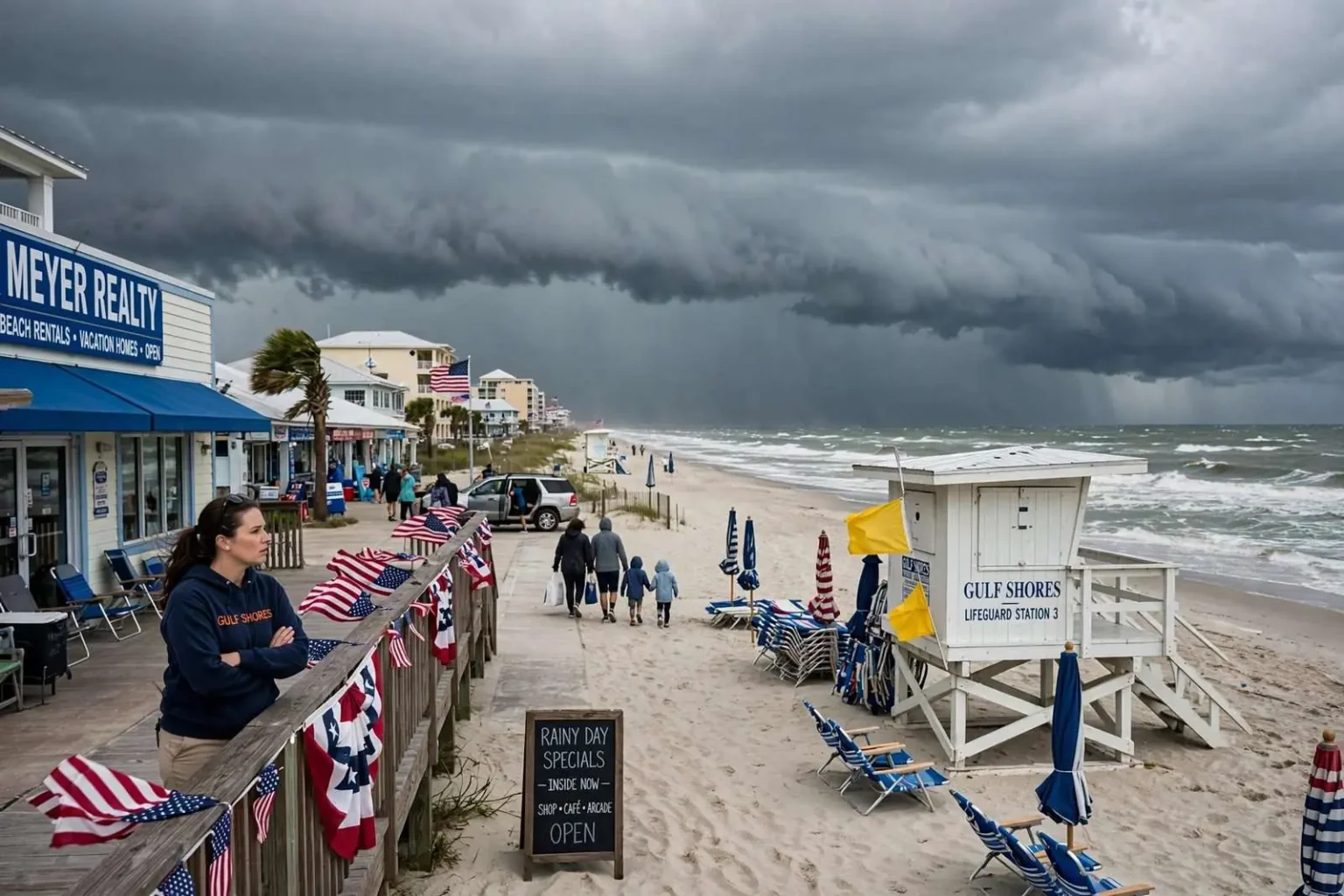 Illustration for the news story: Stormy Memorial Day Forecast Looms Over Gulf Shores Beach Plans