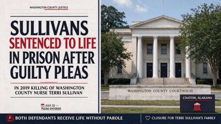 Illustration for the news story: Sullivans Sentenced to Life in Prison After Guilty Pleas in 2019 Killing of Washington County Nurse Terri Sullivan