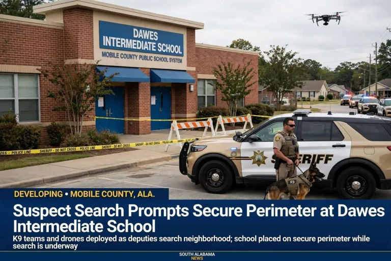 Illustration for the news story: Suspect Search Prompts Secure Perimeter at Dawes Intermediate School