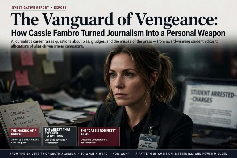 Illustration for the news story: The Vanguard of Vengeance: How Cassie Fambro Turned Journalism Into a Personal Weapon