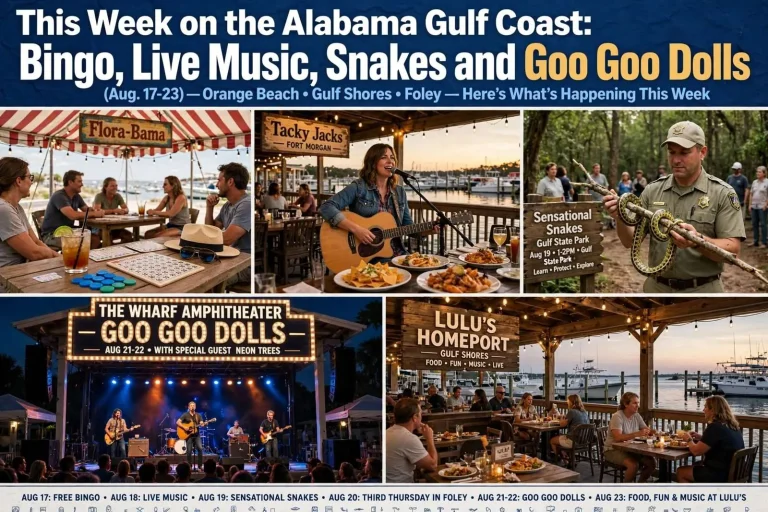 Illustration for the news story: This Week on the Alabama Gulf Coast: Bingo, Live Music, Snakes and Goo Goo Dolls (Aug. 17-23)