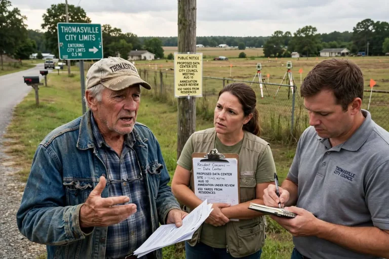 Illustration for the news story: Thomasville Considers Annexing Land Near Proposed Data Center as Residents Press for Answers