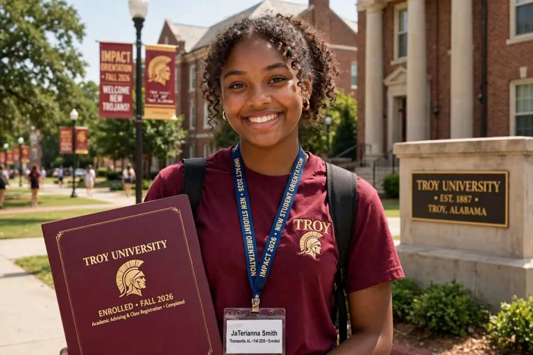 Illustration for the news story: Thomasville’s JaTerianna Smith Completes Orientation, Enrolls at Troy University for Fall 2026