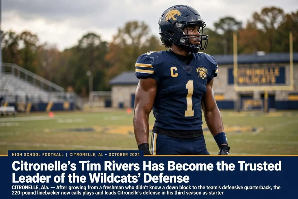 Illustration for the news story: Citronelle’s Tim Rivers Has Become the Trusted Leader of the Wildcats’ Defense