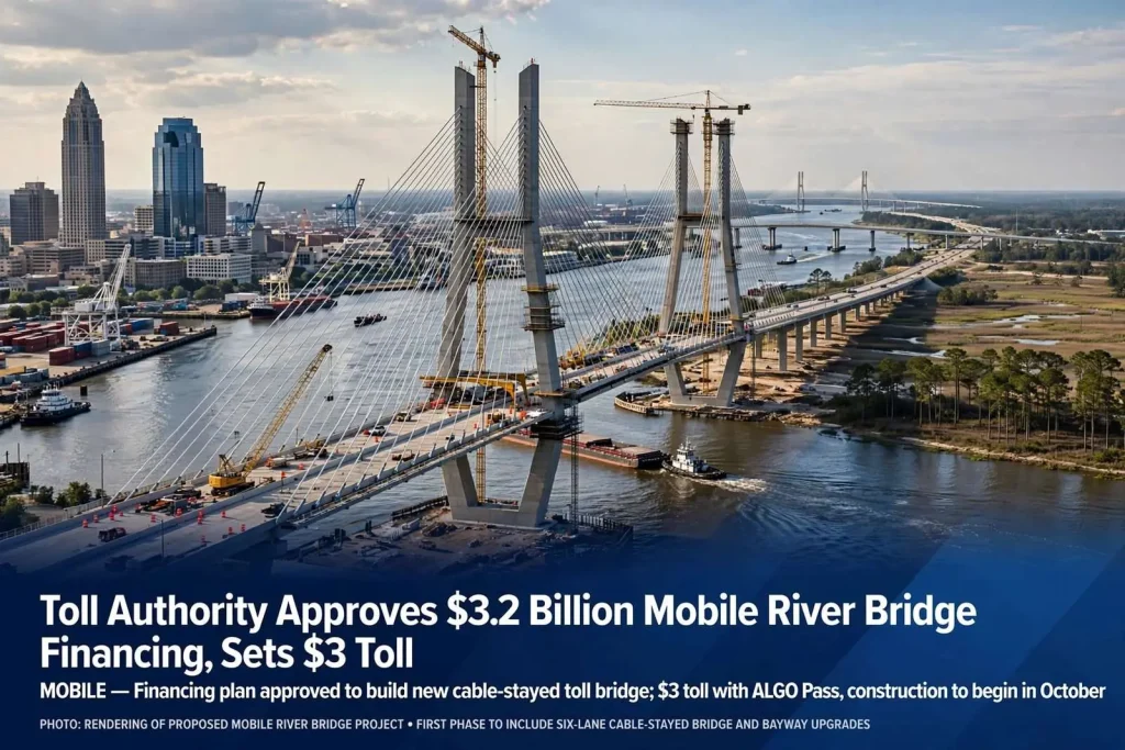 Illustration for the news story: Toll Authority Approves $3.2 Billion Mobile River Bridge Financing, Sets $3 Toll