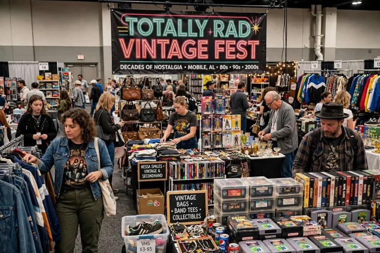 Illustration for the news story: Totally Rad Vintage Fest Brings Decades of Nostalgia to Downtown Mobile