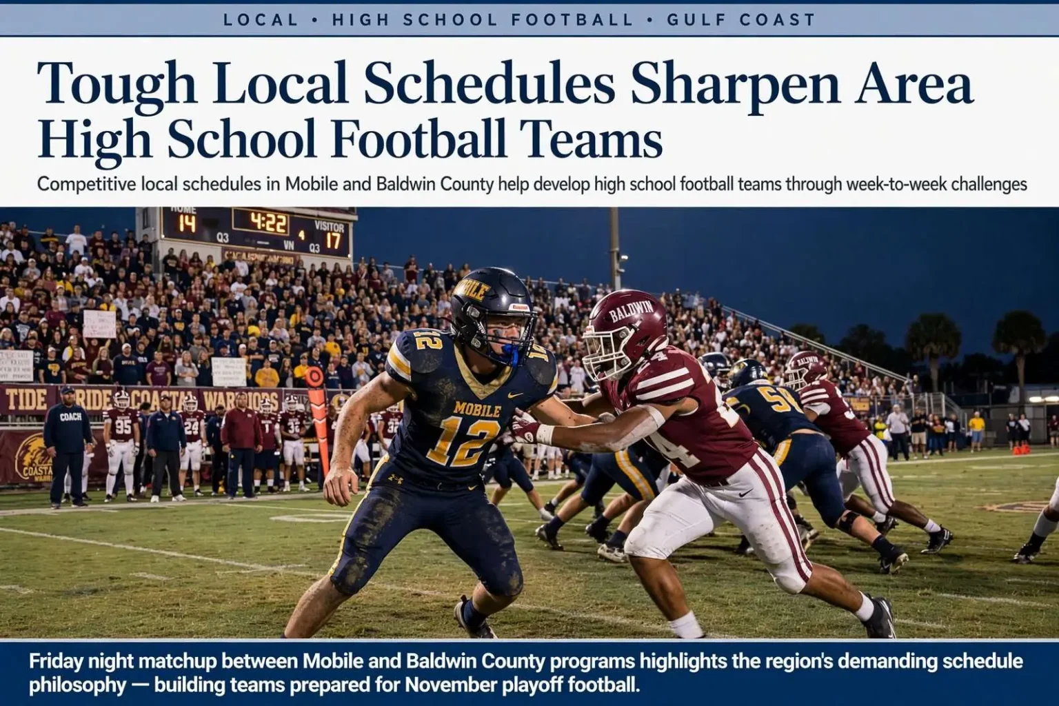 Illustration for the news story: Tough Local Schedules Sharpen Area High School Football Teams
