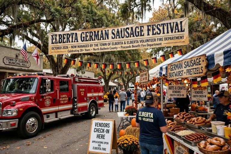 Illustration for the news story: Town of Elberta to Take Over German Sausage Festival from Elberta Community Partners
