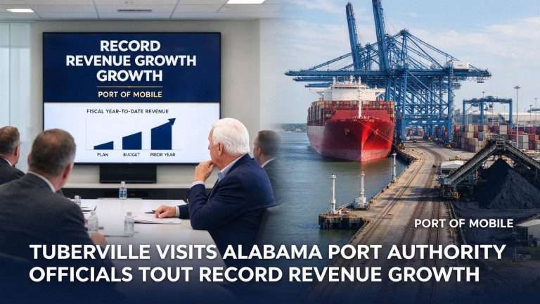 Illustration for the news story: Tuberville Visits Alabama Port Authority as Officials Tout Record Revenue Growth