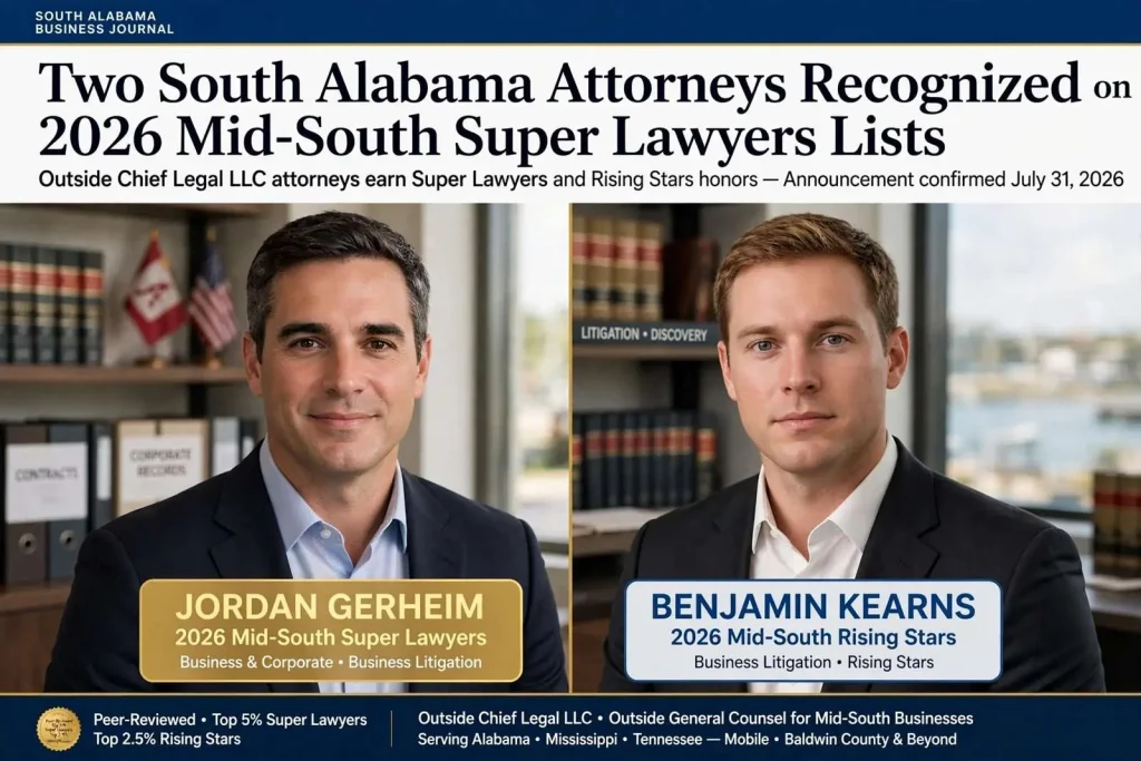 Illustration for the news story: Two South Alabama Attorneys Recognized on 2026 Mid-South Super Lawyers Lists