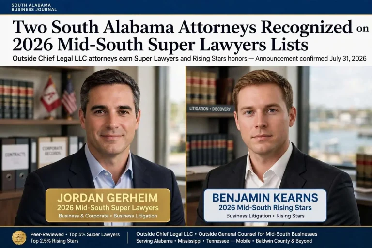 Illustration for the news story: Two South Alabama Attorneys Recognized on 2026 Mid-South Super Lawyers Lists