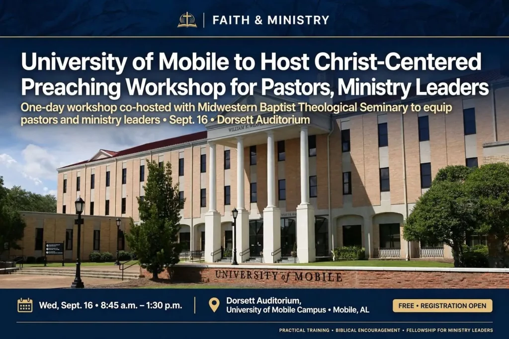 Illustration for the news story: University of Mobile to Host Christ-Centered Preaching Workshop for Pastors, Ministry Leaders