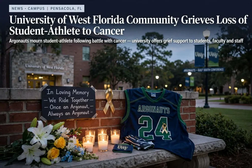 Illustration for the news story: University of West Florida Community Grieves Loss of Student-Athlete to Cancer
