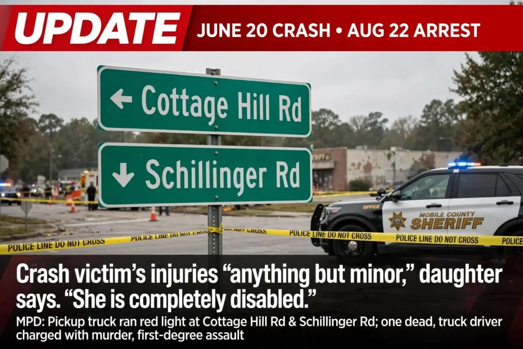 Illustration for the news story: UPDATE: Crash victim’s injuries ‘anything but minor,’ daughter says. ‘She is completely disabled.’