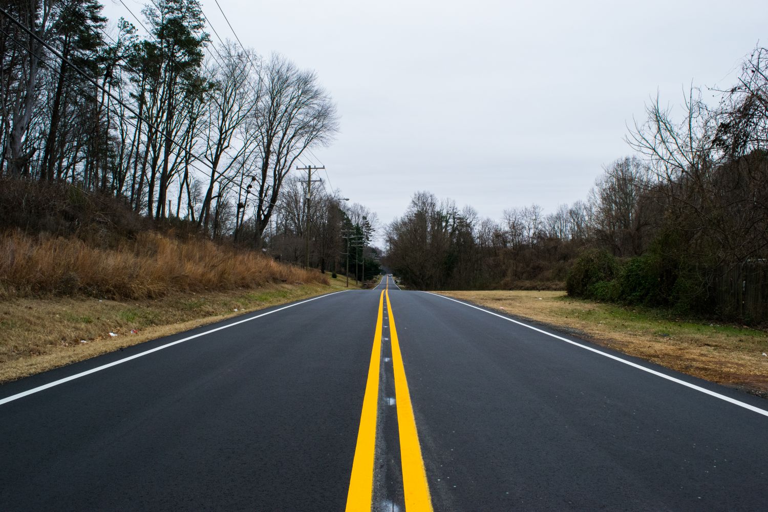 A rural two-lane section of US Highway 43 in south Alabama