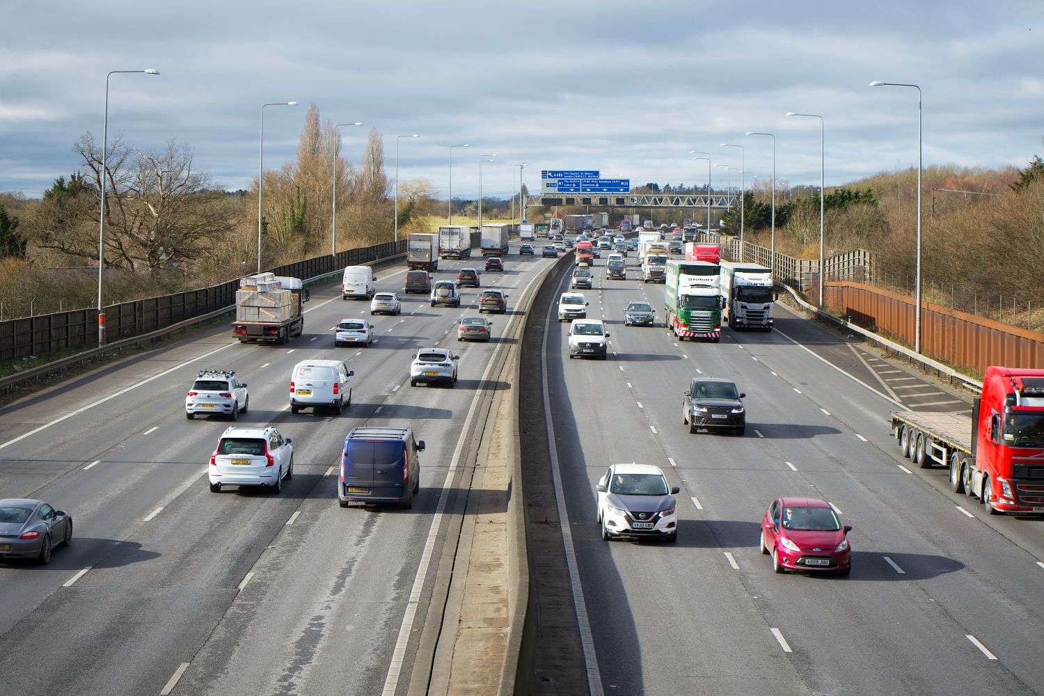 Vehicles moving along a highway