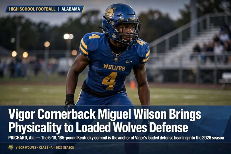 Illustration for the news story: Vigor Cornerback Miguel Wilson Brings Physicality to Loaded Wolves Defense