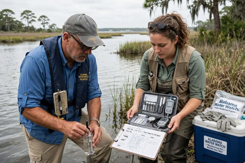Illustration for the news story: Volunteers Track Gulf Coast River Health for Alabama Water Watch