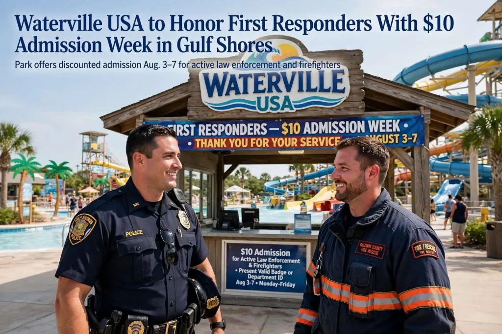 Illustration for the news story: Waterville USA to Honor First Responders With $10 Admission Week in Gulf Shores