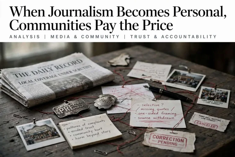 Illustration for the news story: When Journalism Becomes Personal, Communities Pay the Price
