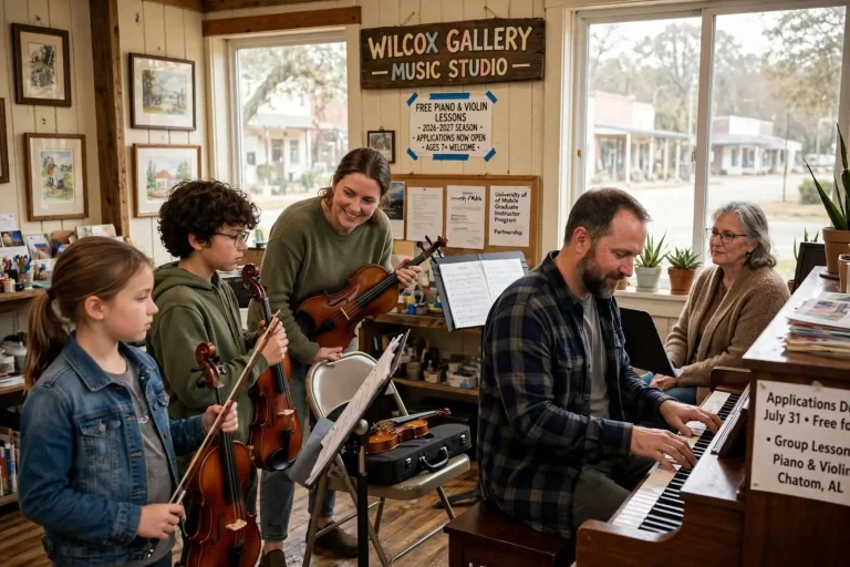 Illustration for the news story: Wilcox Gallery Music Studio Opens Applications for Free Piano and Violin Lessons in Chatom