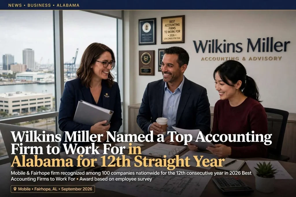 Illustration for the news story: Wilkins Miller Named a Top Accounting Firm to Work For in Alabama for 12th Straight Year