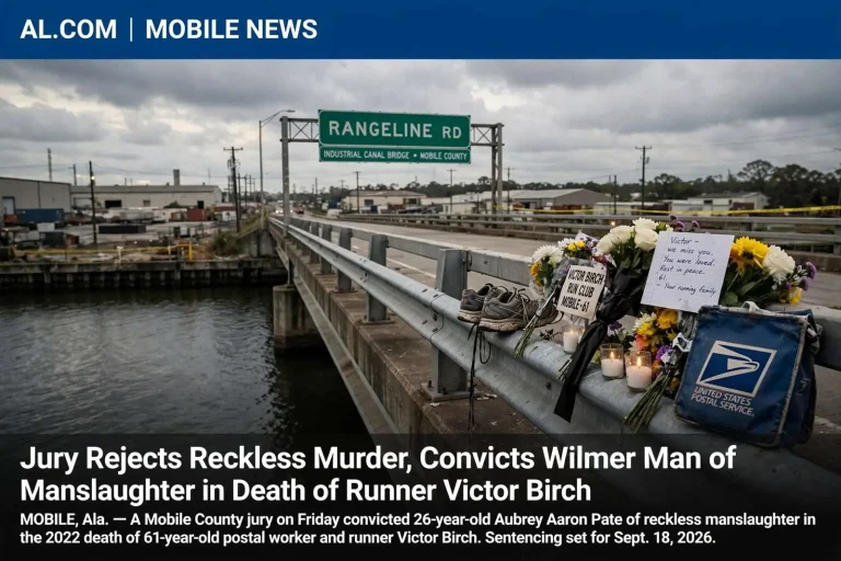Illustration for the news story: Jury Rejects Reckless Murder, Convicts Wilmer Man of Manslaughter in Death of Runner Victor Birch