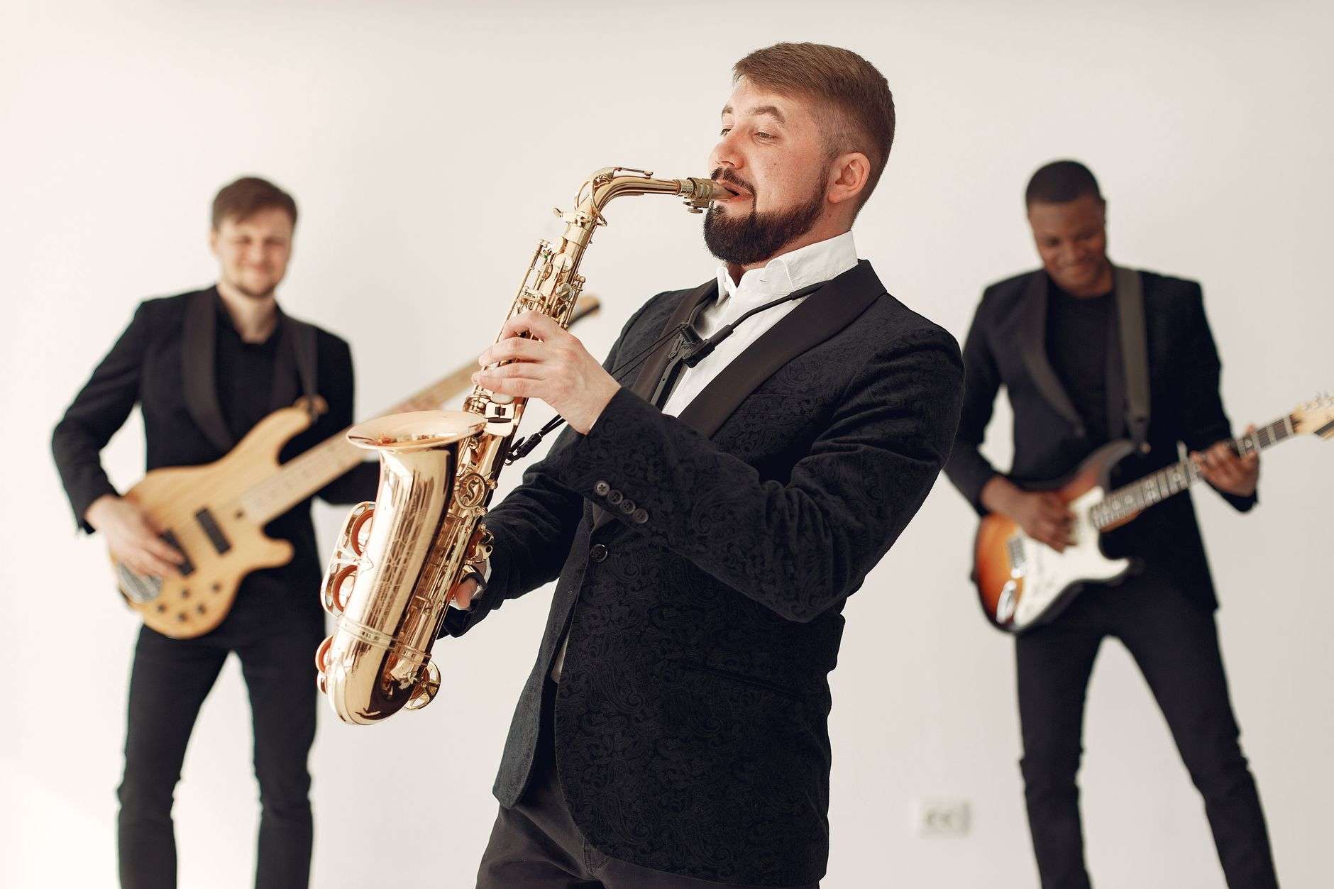 Jazz musicians performing live during a Sunday brunch event
