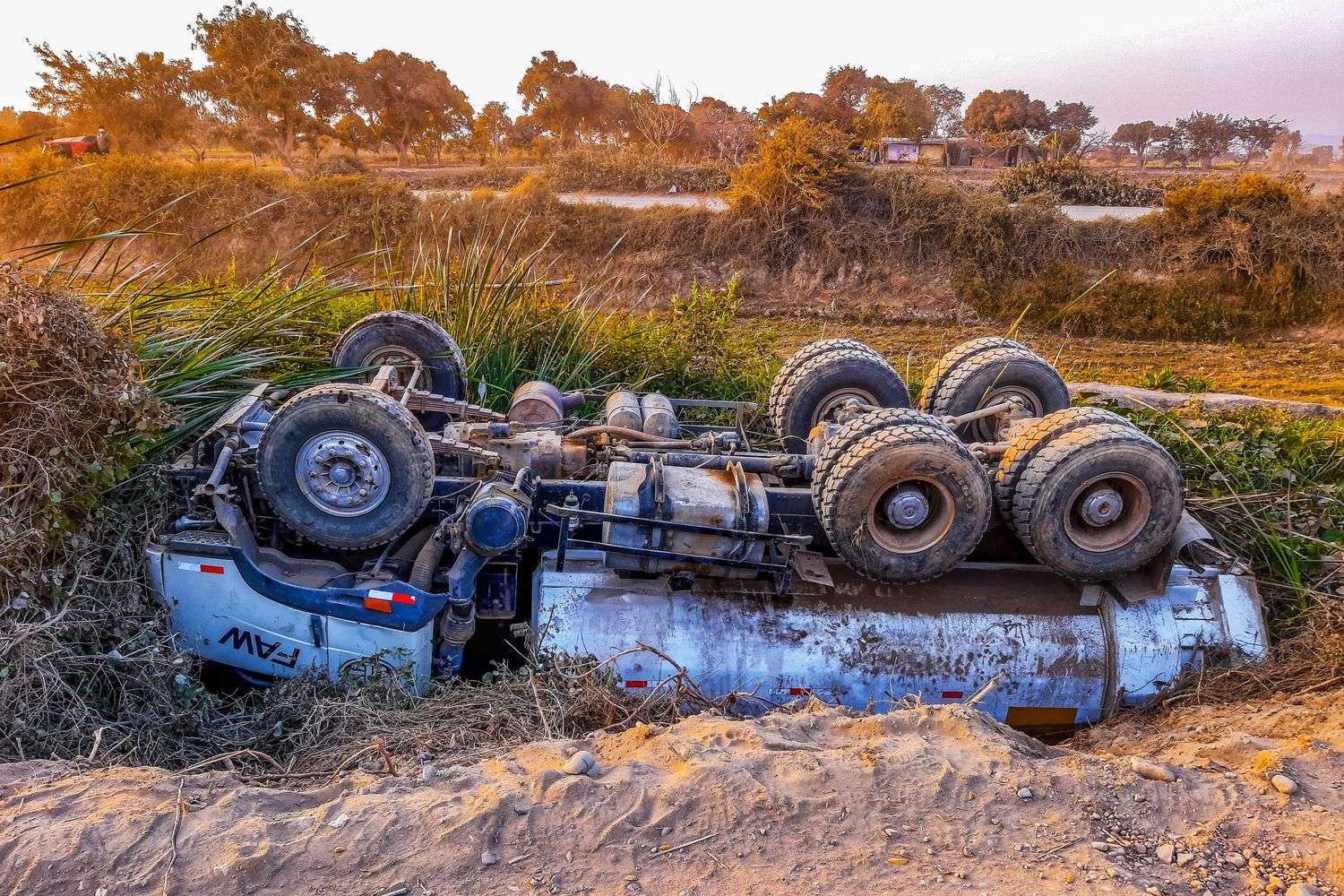 Fire crews responding to a truck crash on a Mobile roadway