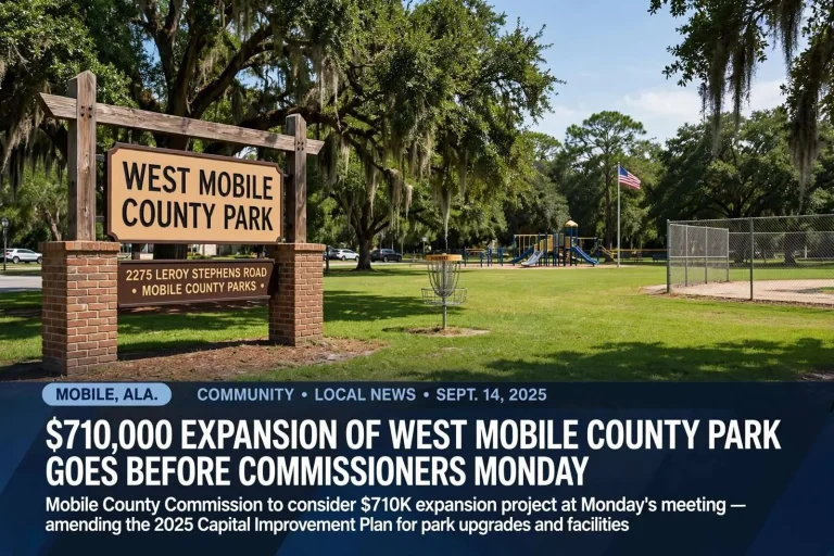 Illustration for the news story: $710,000 Expansion of West Mobile County Park Goes Before Commissioners Monday