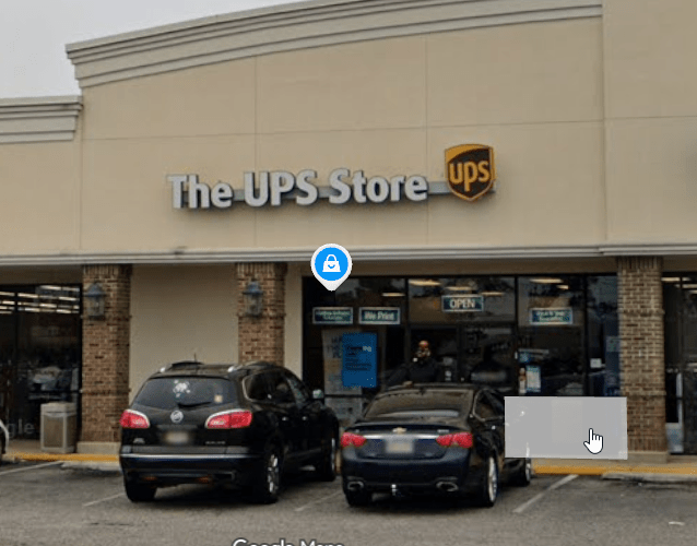 Exterior storefront of The UPS Store at 3688 Airport Boulevard in Mobile, Alabama