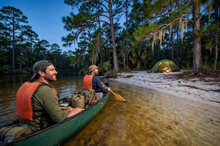 Illustration for the news story: A Night on the Blackwater: The Easy Panhandle Canoe Trip Alabamians Keep Discovering