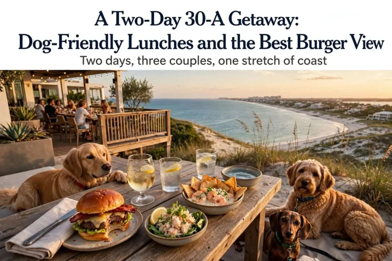 Illustration for the news story: A Two-Day 30-A Getaway: Dog-Friendly Lunches and the Best Burger View on the Gulf