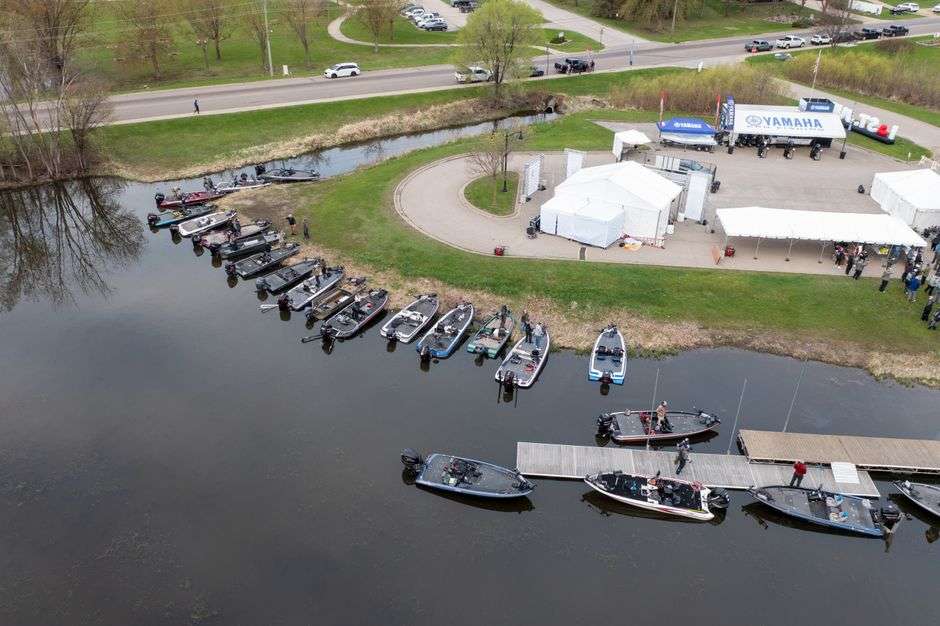 Anglers and spectators gathered at a fishing tournament weigh station on the Gulf Coast