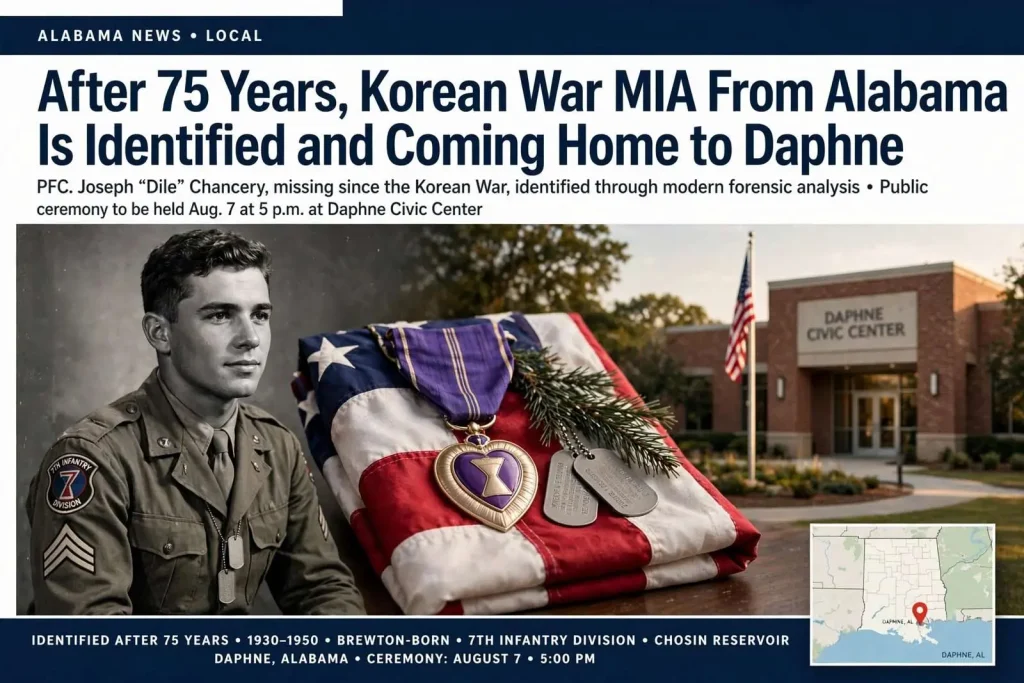 Illustration for the news story: After 75 Years, Korean War MIA From Alabama Is Identified and Coming Home to Daphne