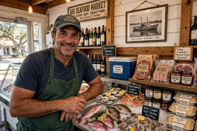 Illustration for the news story: Ahi Seafood Market: Where a Bayou La Batre Upbringing Meets Fairhope’s Dining Table