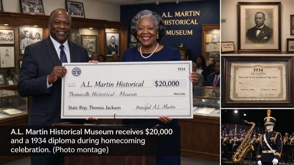 Illustration for the news story: A.L. Martin Historical Museum Receives $20,000 and a 1934 Diploma at Homecoming Celebration