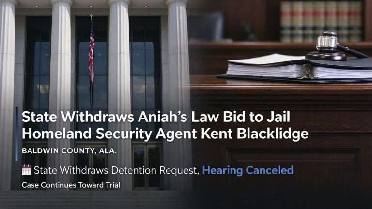 Illustration for the news story: State Withdraws Aniah’s Law Bid to Jail Homeland Security Agent Kent Blacklidge