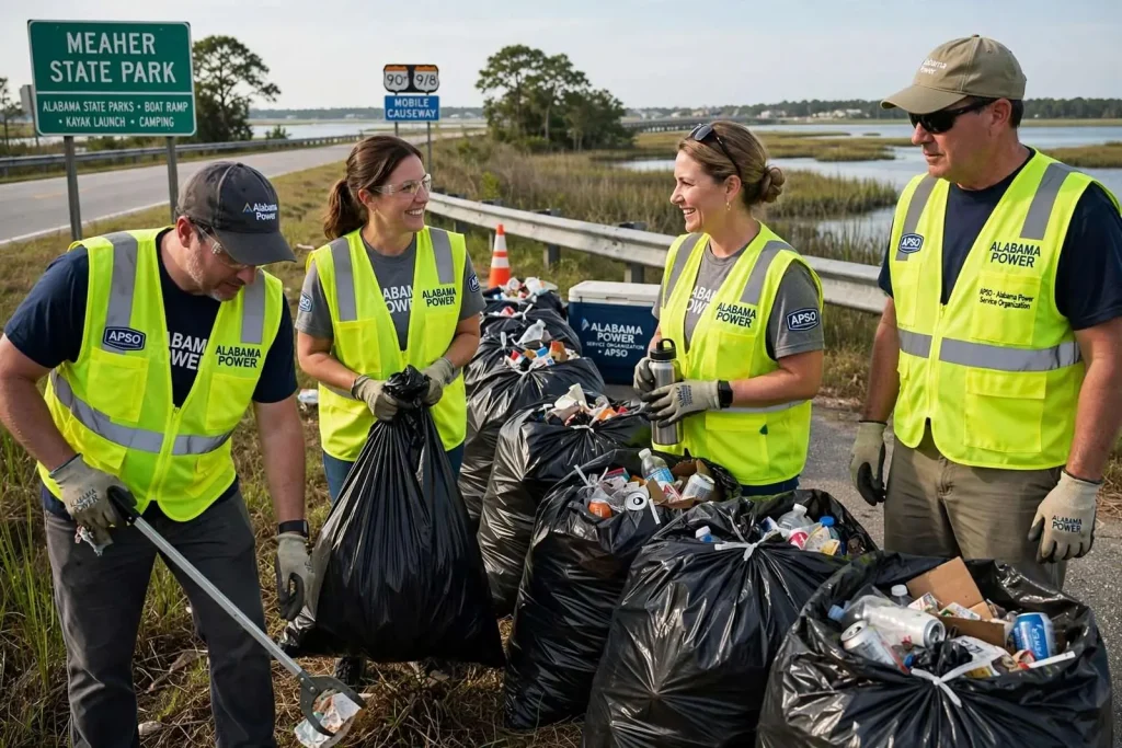 Illustration for the news story: Eight Bags From One Mile: Alabama Power Volunteers Join the 39th Alabama Coastal Cleanup