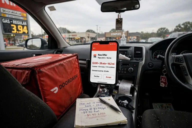 Illustration for the news story: ‘Three Dollars to Go 14 Miles’: What Alabama’s $3.94 Gas Looks Like From Inside a Delivery Car