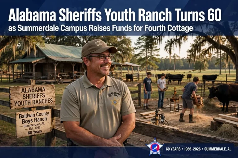 Illustration for the news story: Alabama Sheriffs Youth Ranch Turns 60 as Summerdale Campus Raises Funds for Fourth Cottage