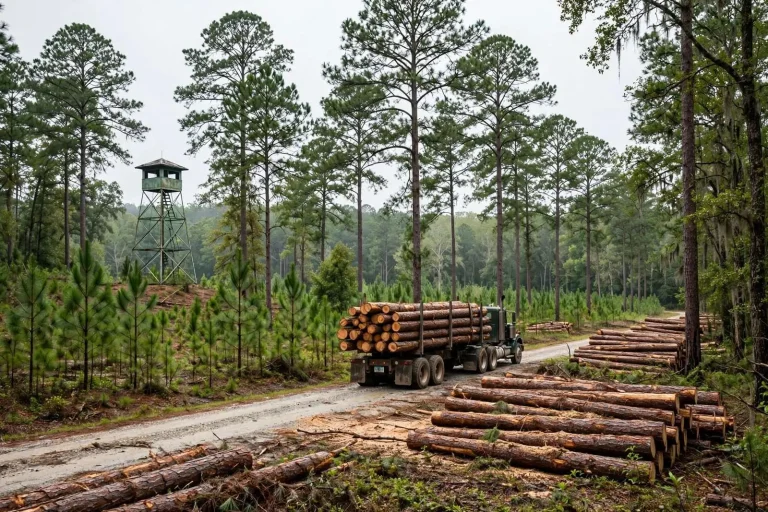 Illustration for the news story: Alabama Is Growing Timber Faster Than It Cuts It, Retired Foresters Tell Clarke County Historical Society