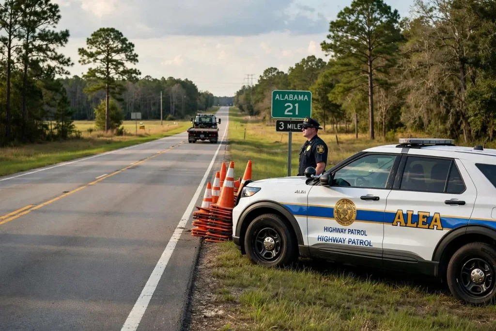 Illustration for the news story: ALEA Reports Lane Closure Cleared After Two-Vehicle Crash on Alabama 21 Near Atmore